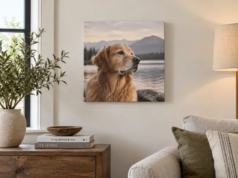 18 × 18 in canvas shown on a real wall