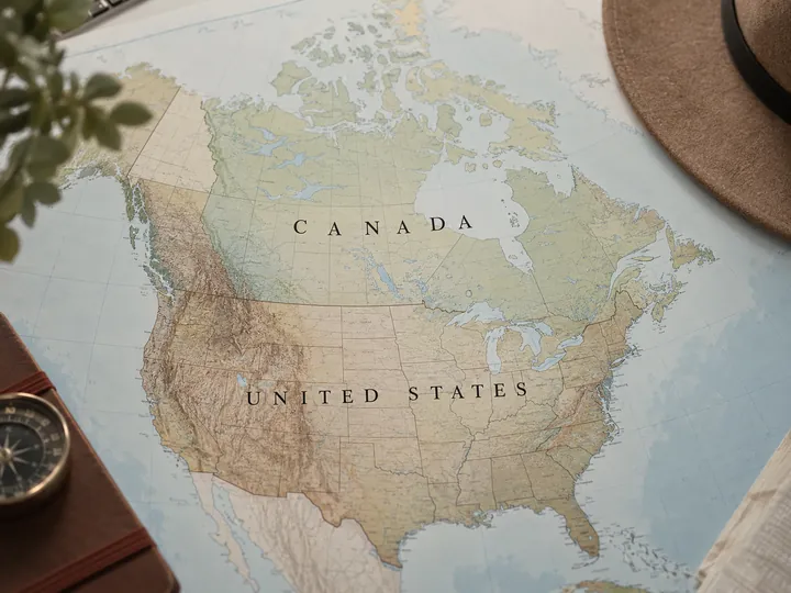 Map of Canada and the USA