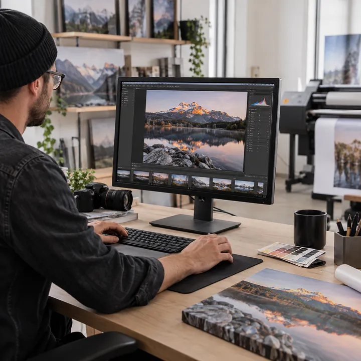 Photo being manually reviewed on a computer