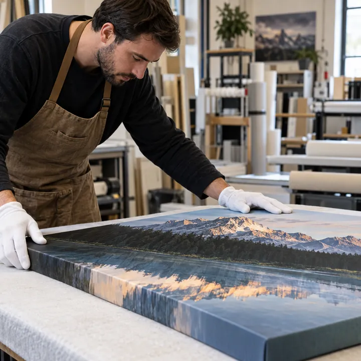 Quality control inspection on a printed canvas