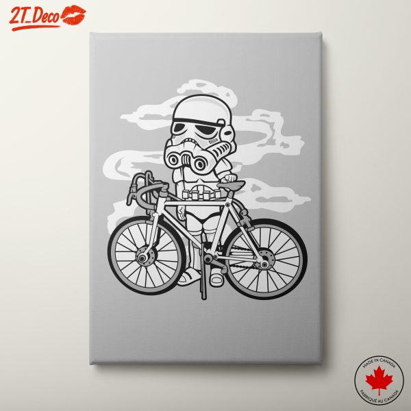 Whimsical Stormtrooper Character with Bicycle