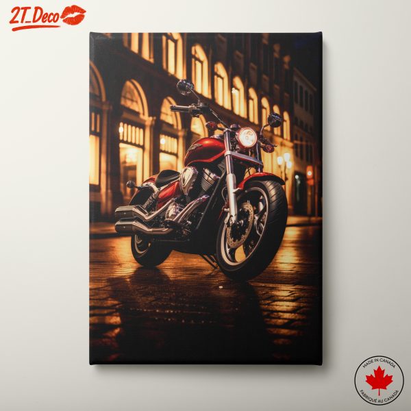 Stunning Red Motorcycle in City Lights