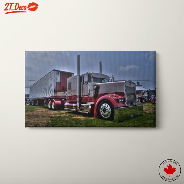 Stylish Red and Silver Truck Art