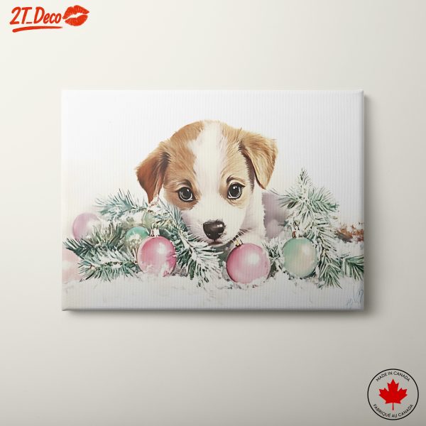 Cute Puppy Surrounded by Christmas Ornaments