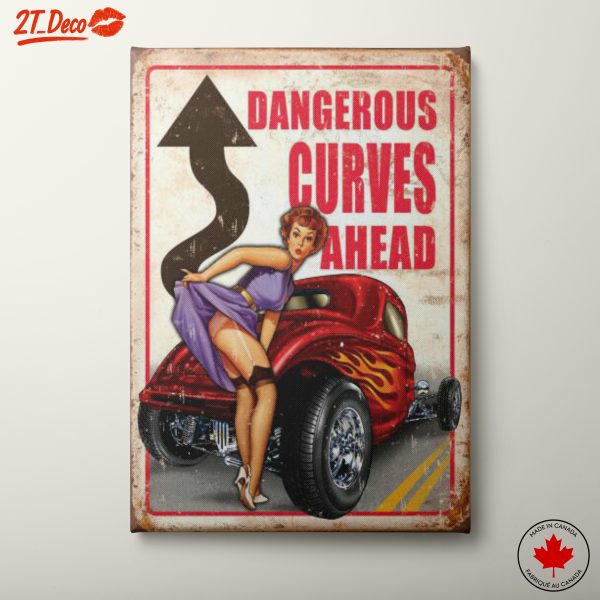 Vintage Pin-Up Style with Hot Rod Car