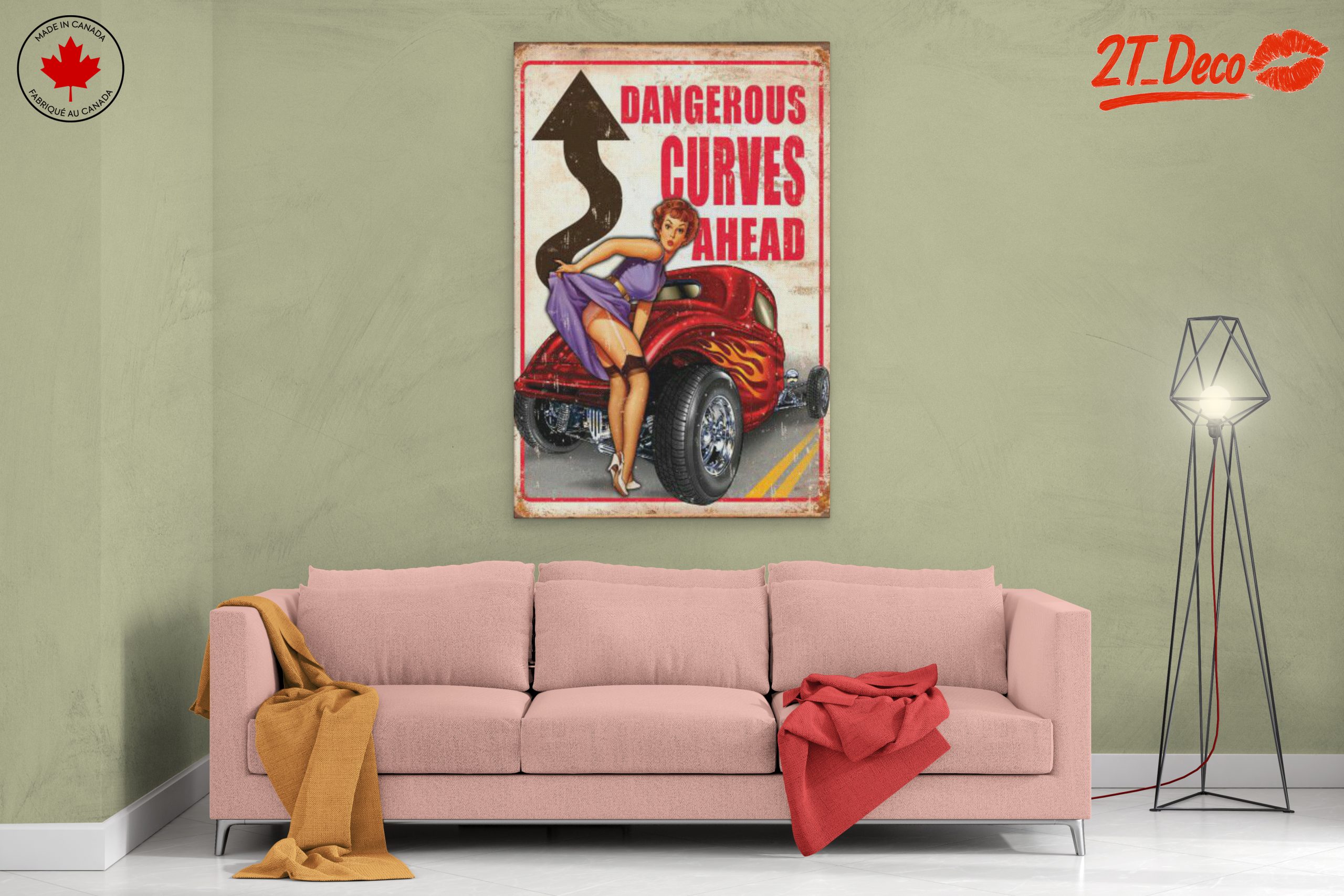 Vintage Pin-Up Style with Hot Rod Car - Image 2