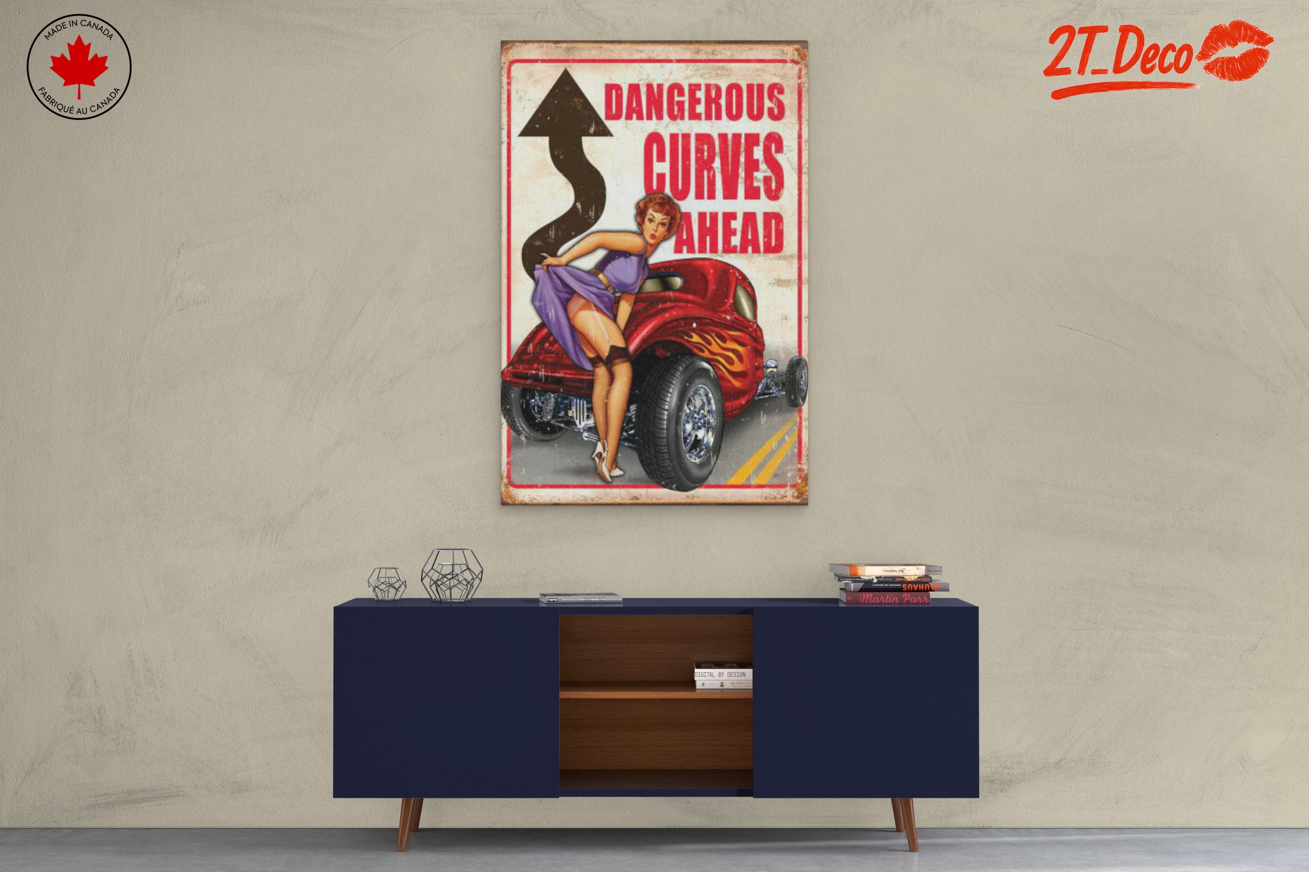 Vintage Pin-Up Style with Hot Rod Car - Image 3