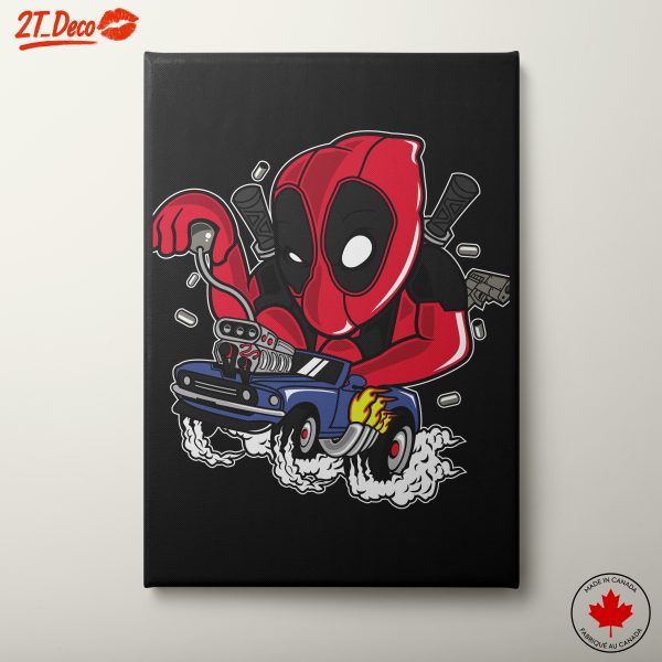 Deadpool Character Art with Racing Car