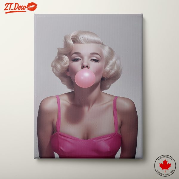 Chic Pop Art Portrait with Bubble Gum
