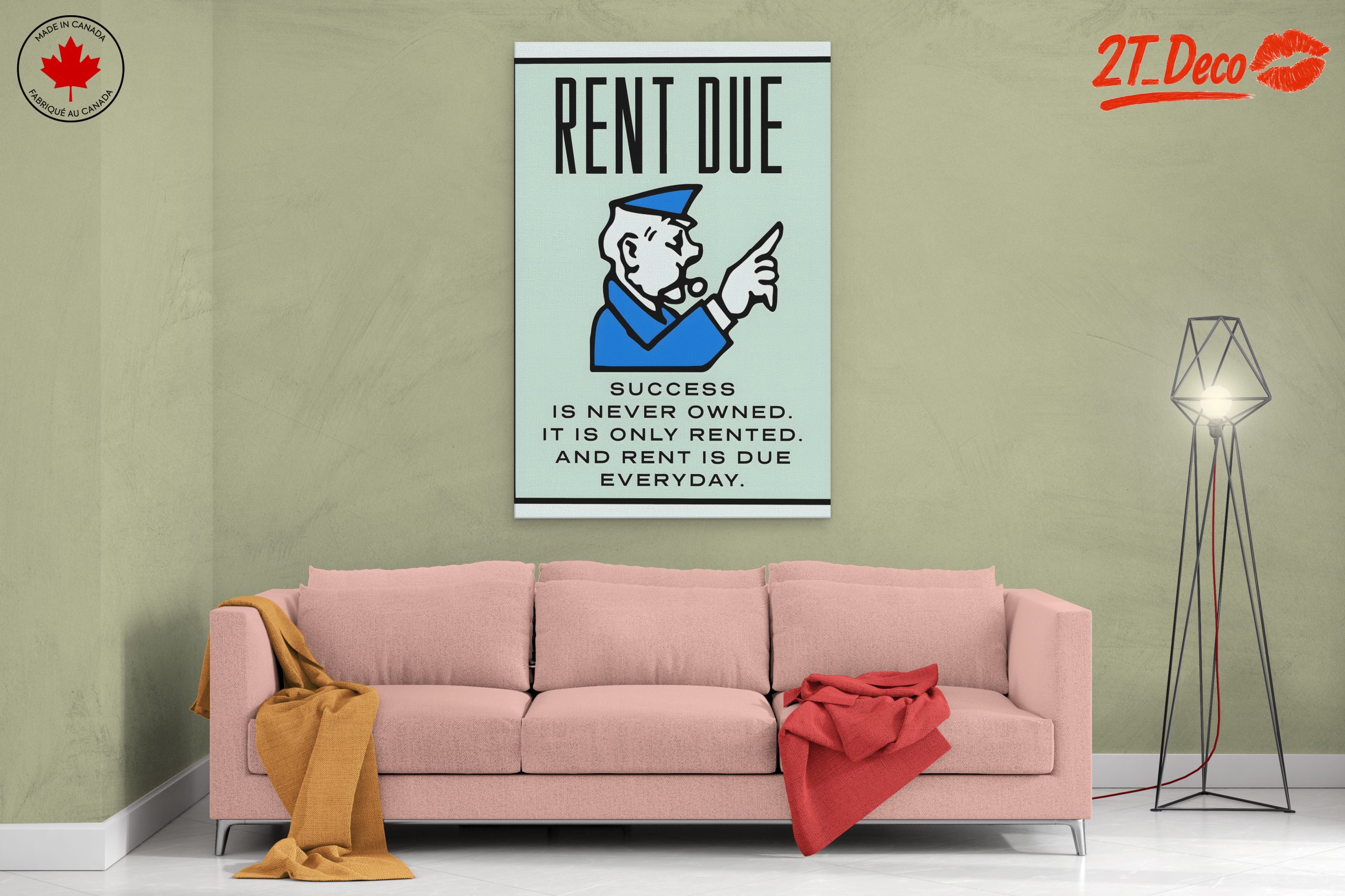 Rent Due Motivational Wall Art - Image 2