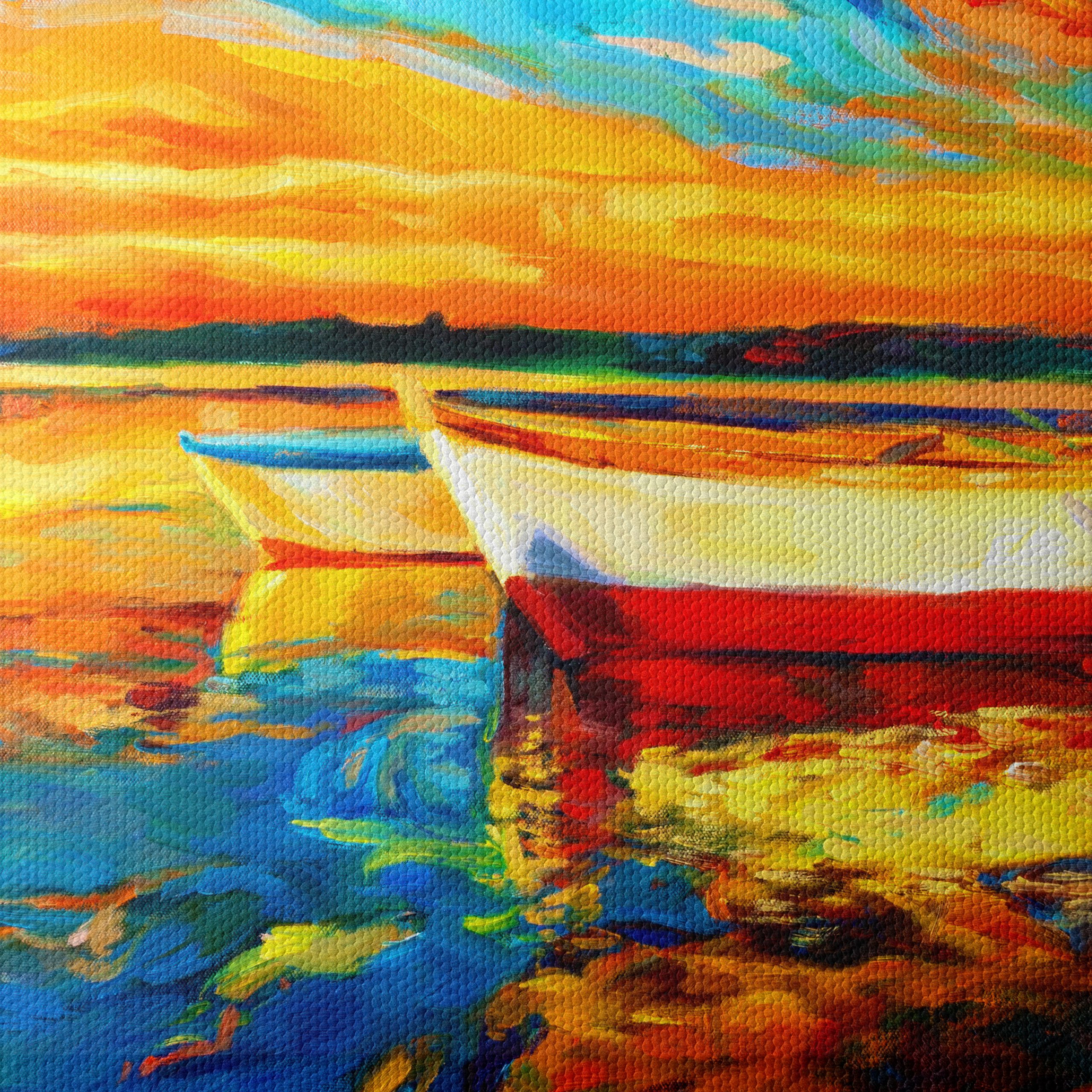 Vibrant Sunset Over Water with Boats - Image 4