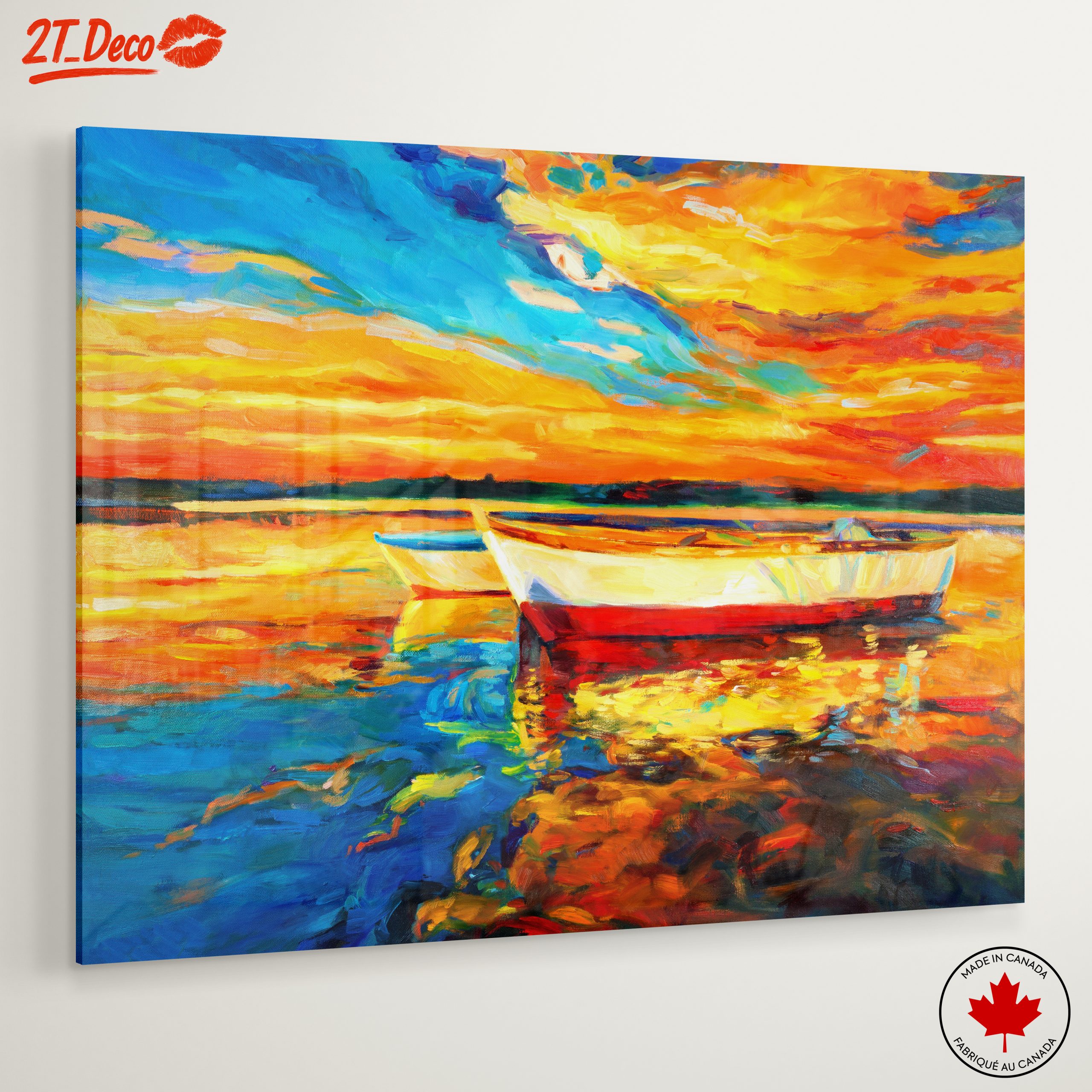 Vibrant Sunset Over Water with Boats - Image 6