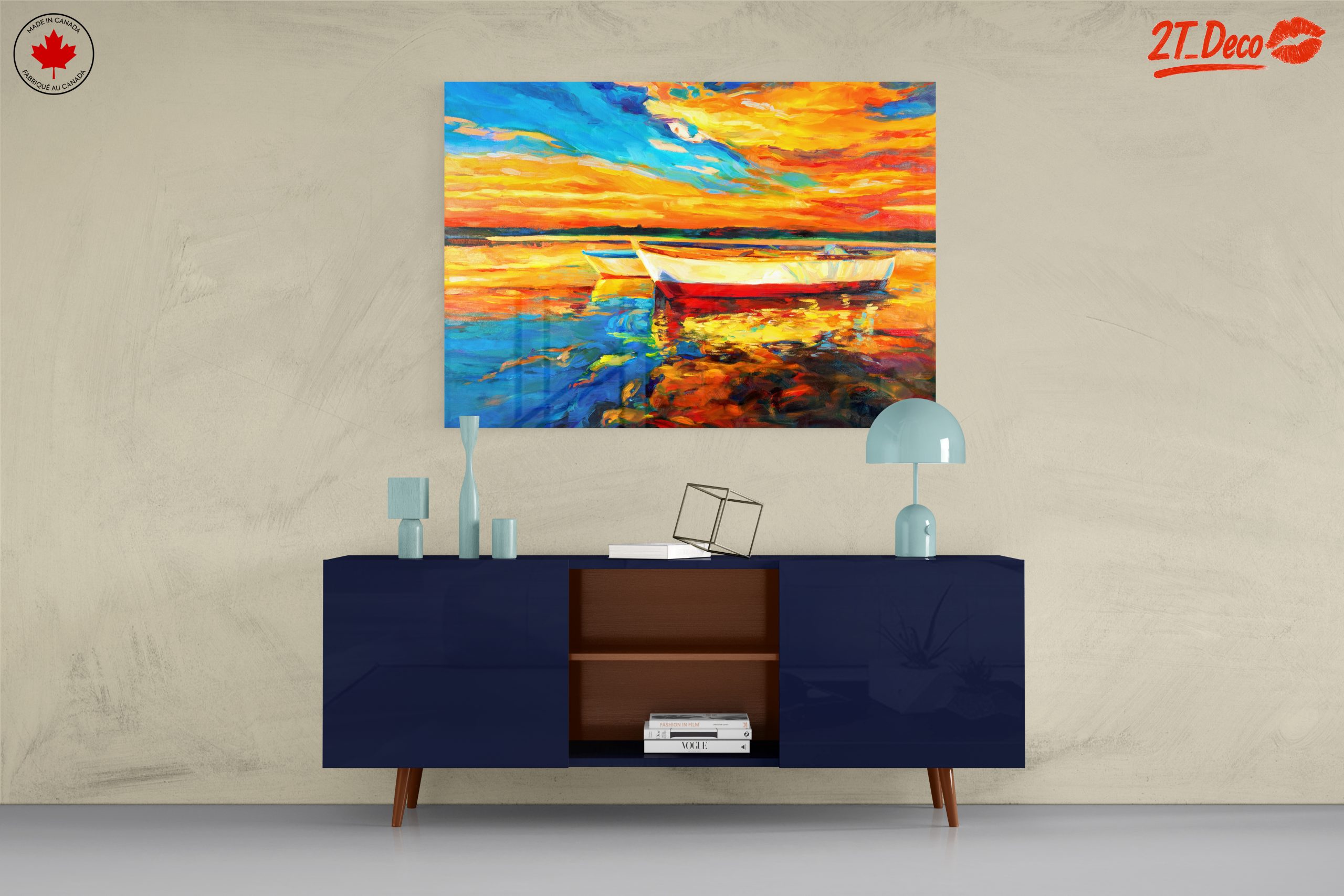 Vibrant Sunset Over Water with Boats - Image 8