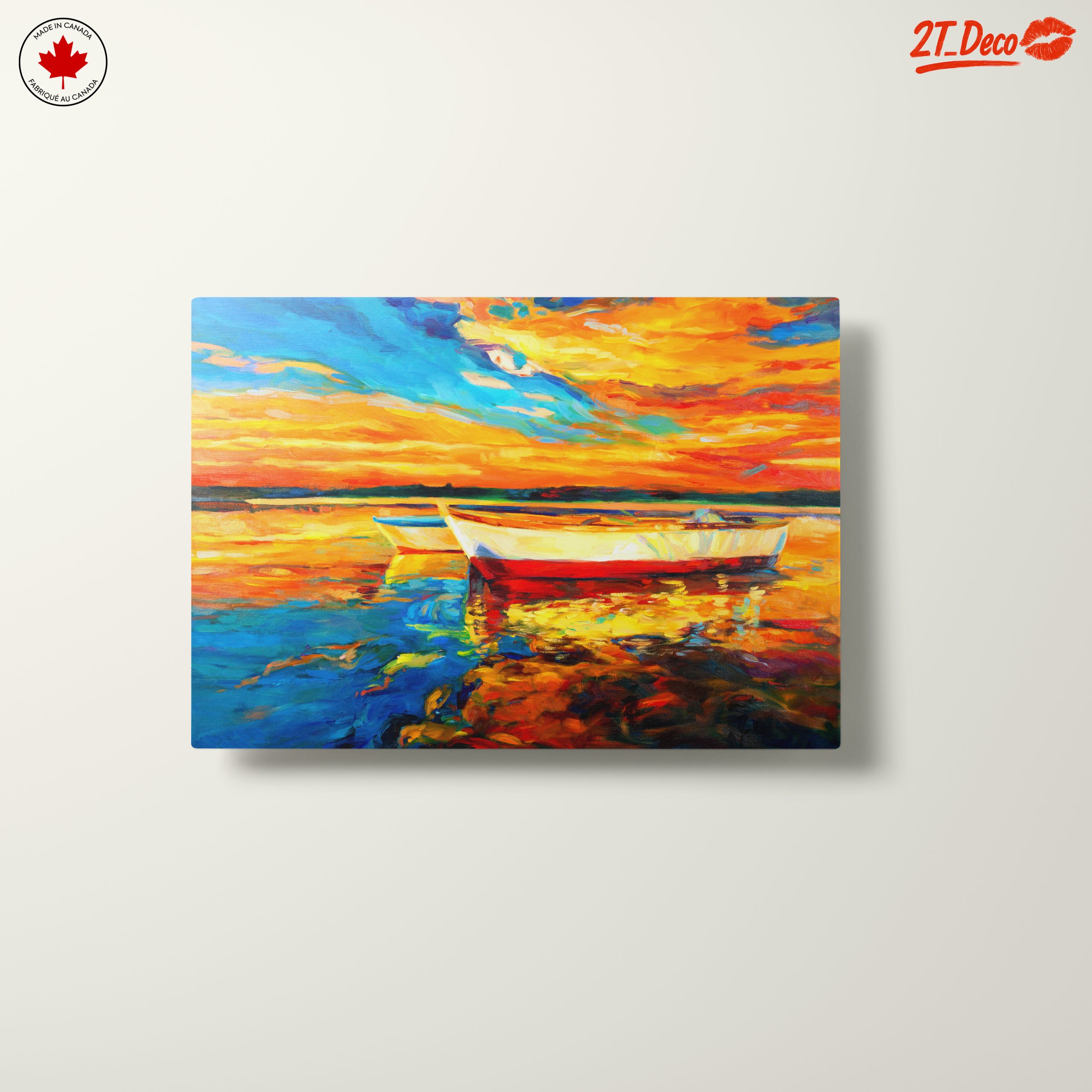 Vibrant Sunset Over Water with Boats - Image 10