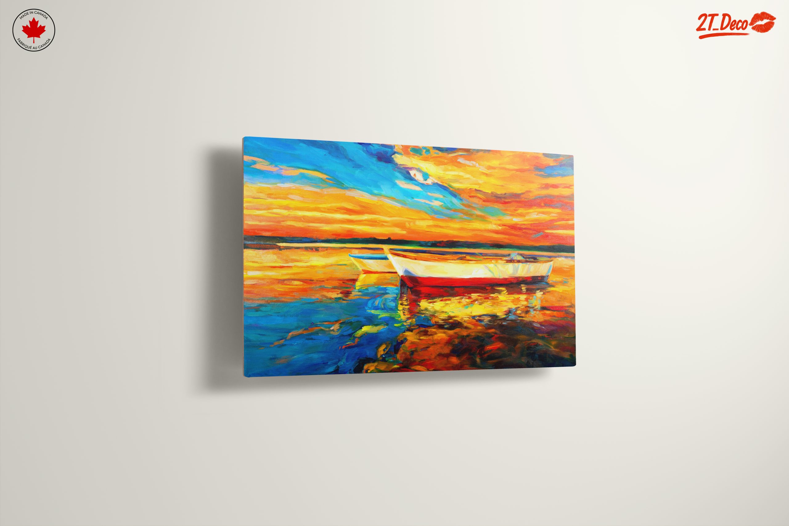 Vibrant Sunset Over Water with Boats - Image 13