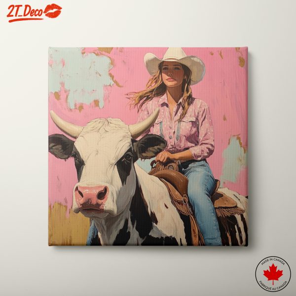 Cowgirl Riding a Playful Cow