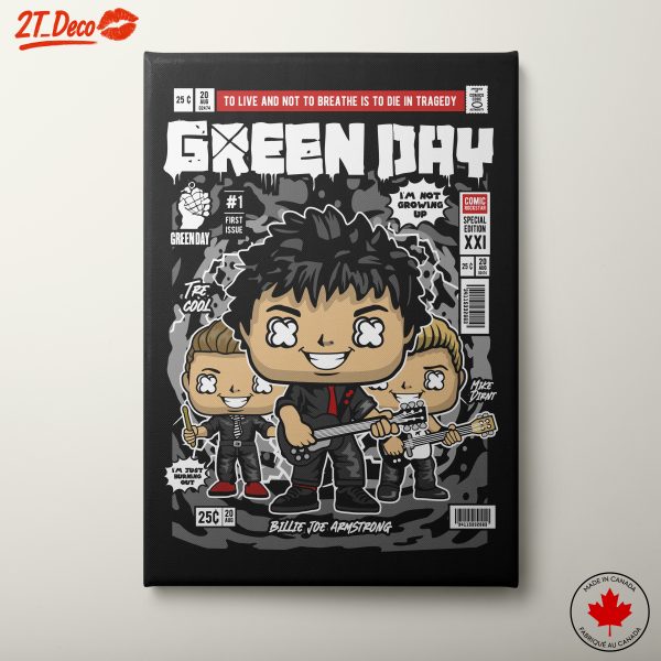 Stylized Green Day Artwork Featuring Band Members