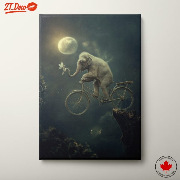 Whimsical Elephant Riding Bicycle Art