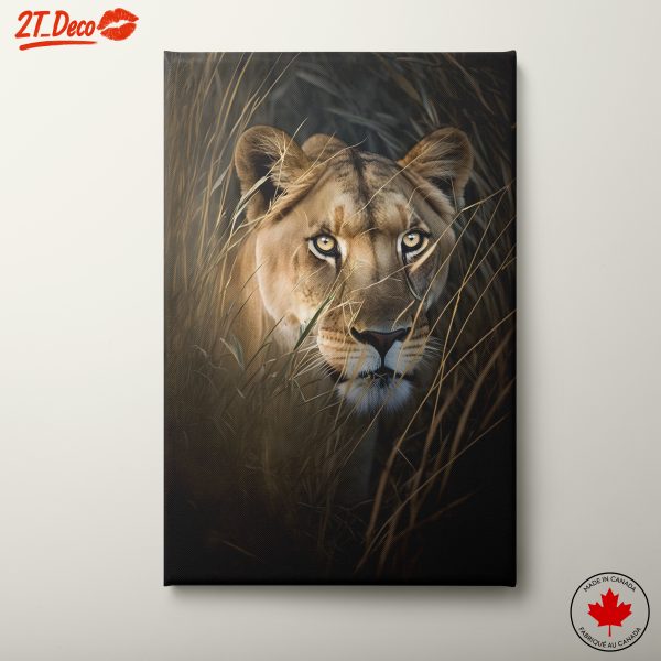 Majestic Lioness in Tall Grass