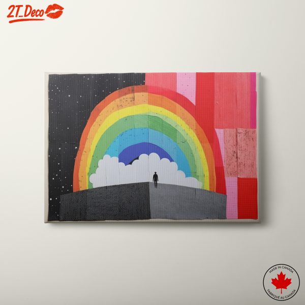 Vibrant Whimsical Rainbow Landscape Wall Art