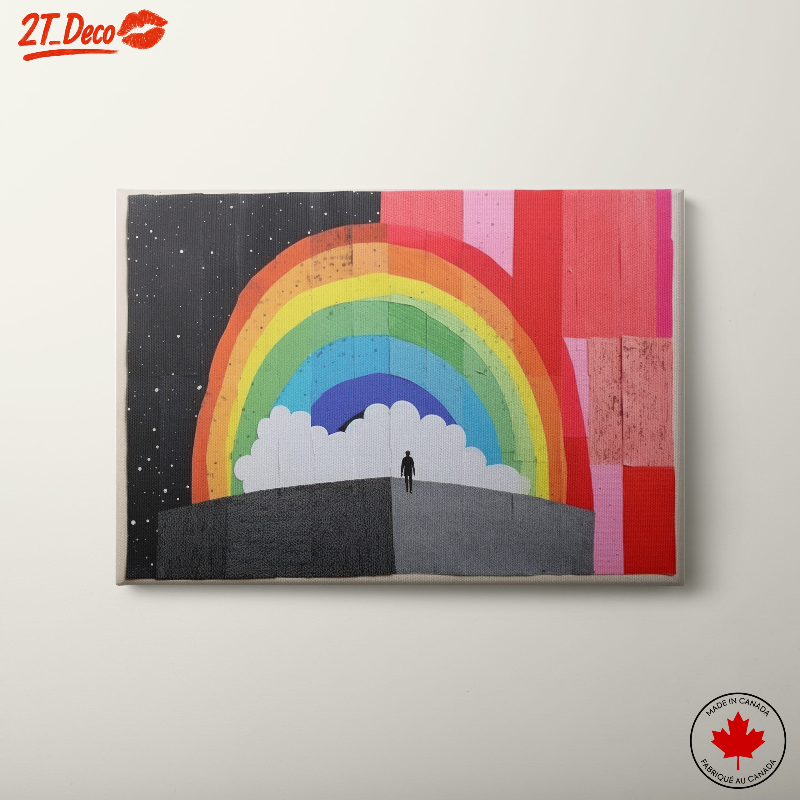 Vibrant Whimsical Rainbow Landscape Wall Art