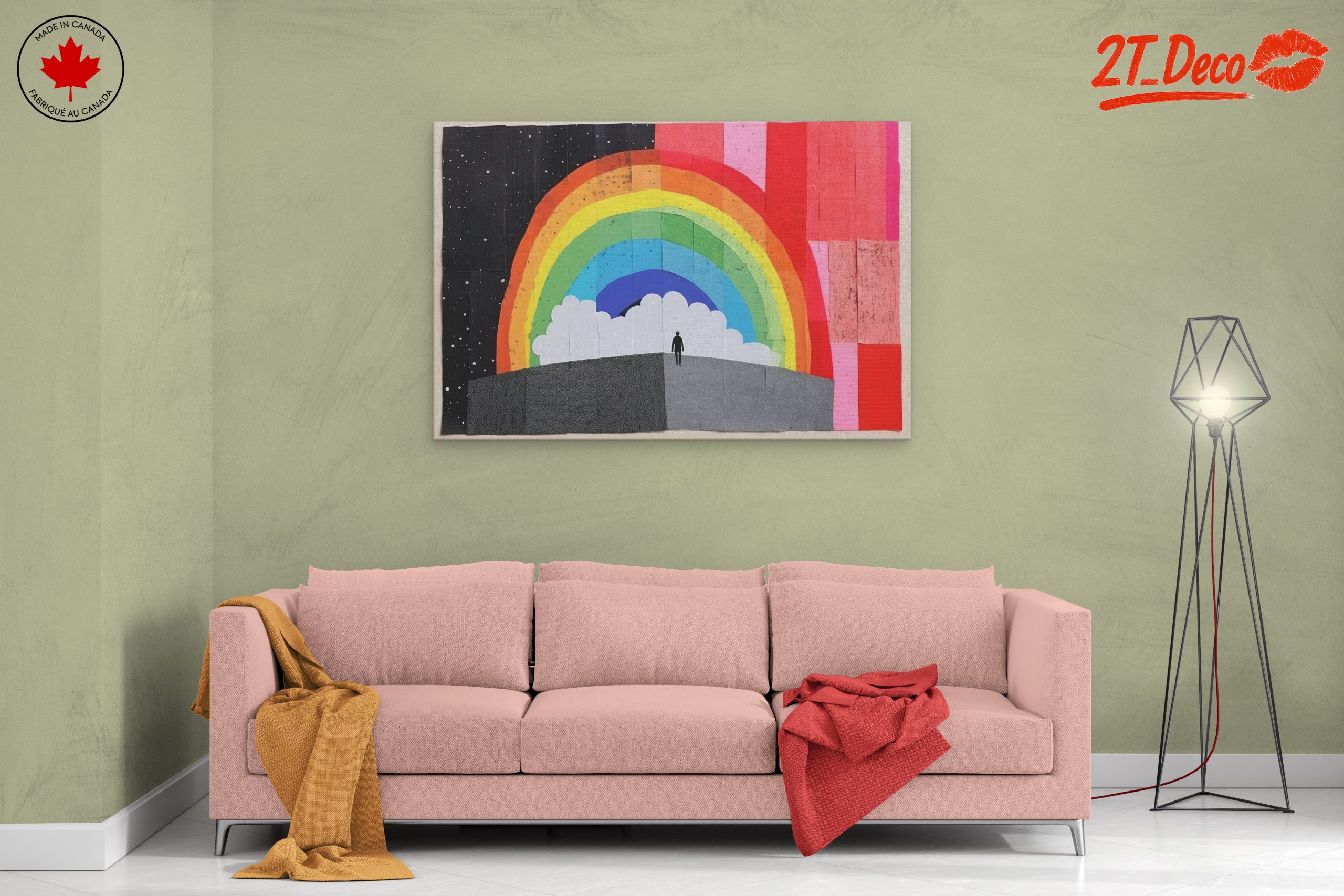 Vibrant Whimsical Rainbow Landscape Wall Art - Image 2