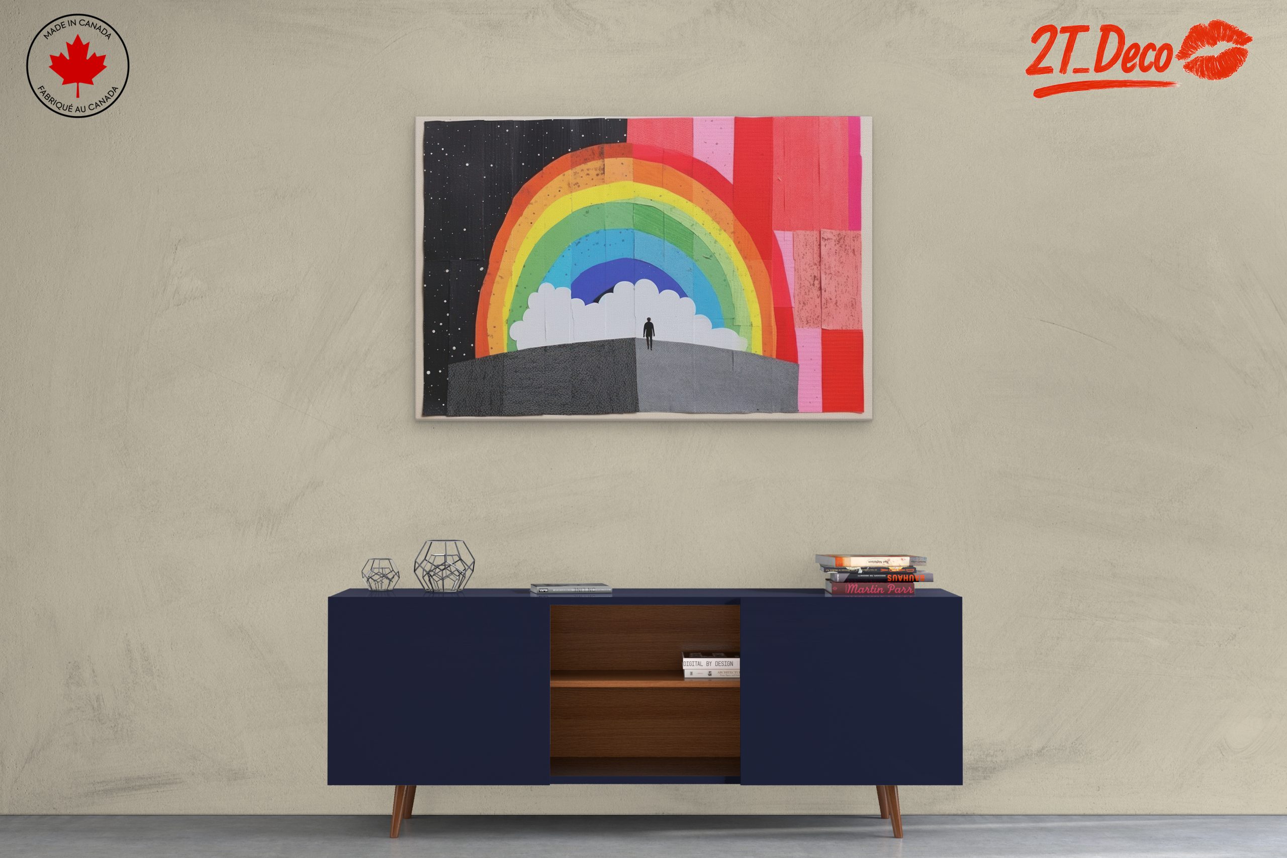 Vibrant Whimsical Rainbow Landscape Wall Art - Image 3