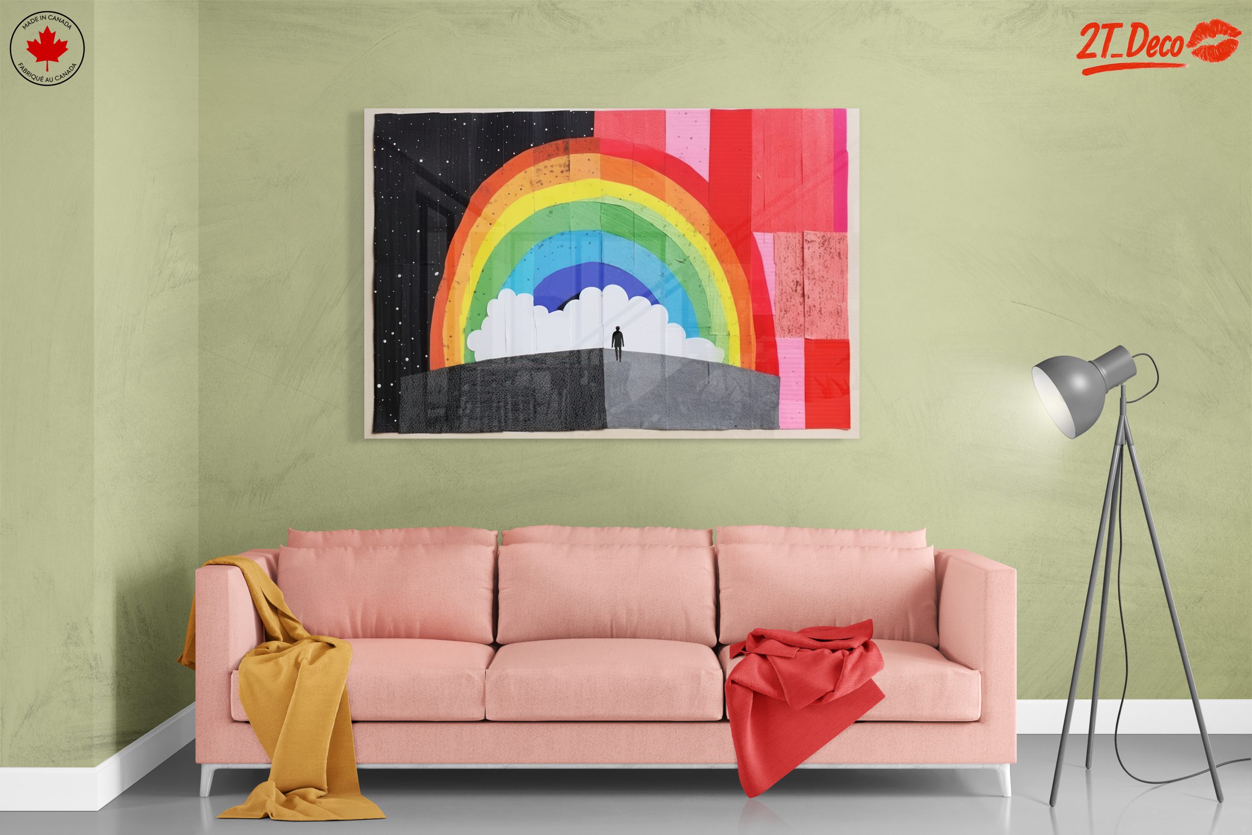 Vibrant Whimsical Rainbow Landscape Wall Art - Image 7