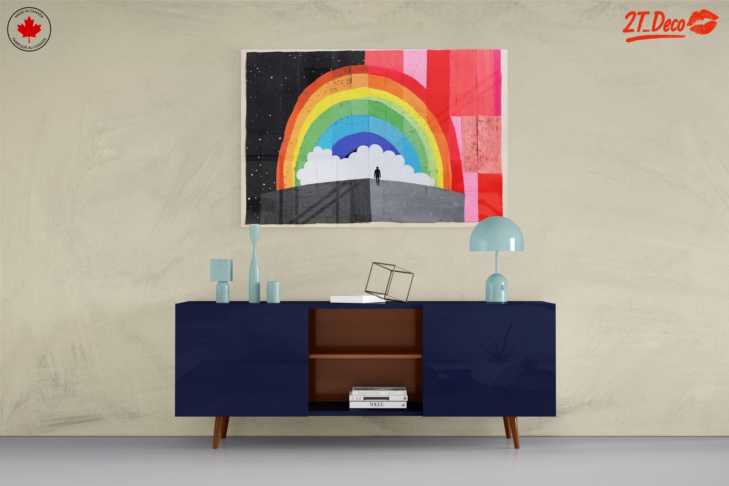 Vibrant Whimsical Rainbow Landscape Wall Art - Image 8