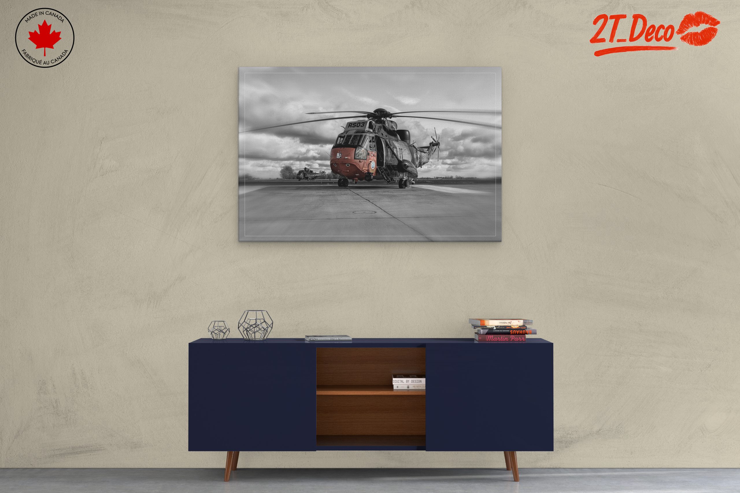 Stunning Helicopter in Dramatic Black and White - Image 3