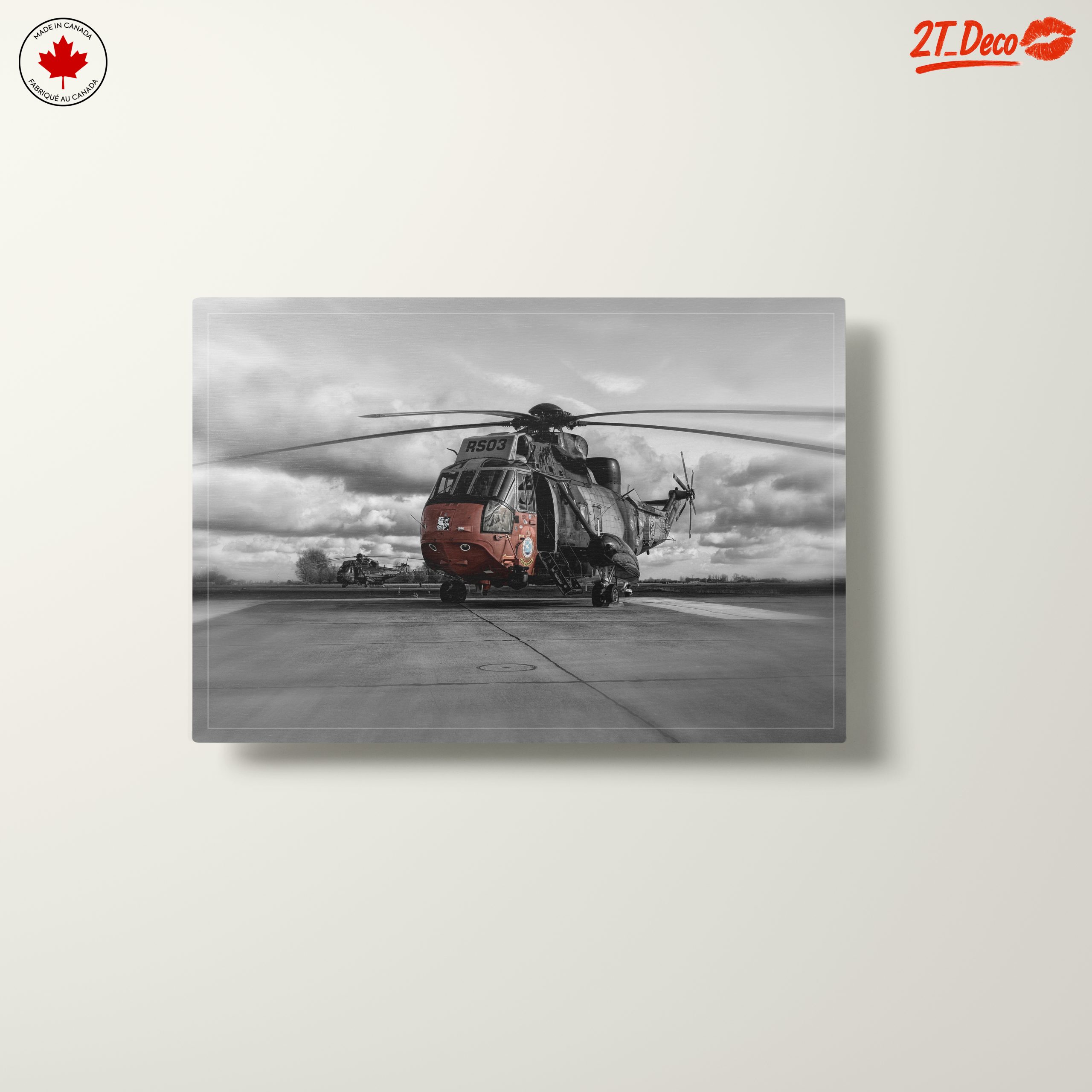 Stunning Helicopter in Dramatic Black and White - Image 10