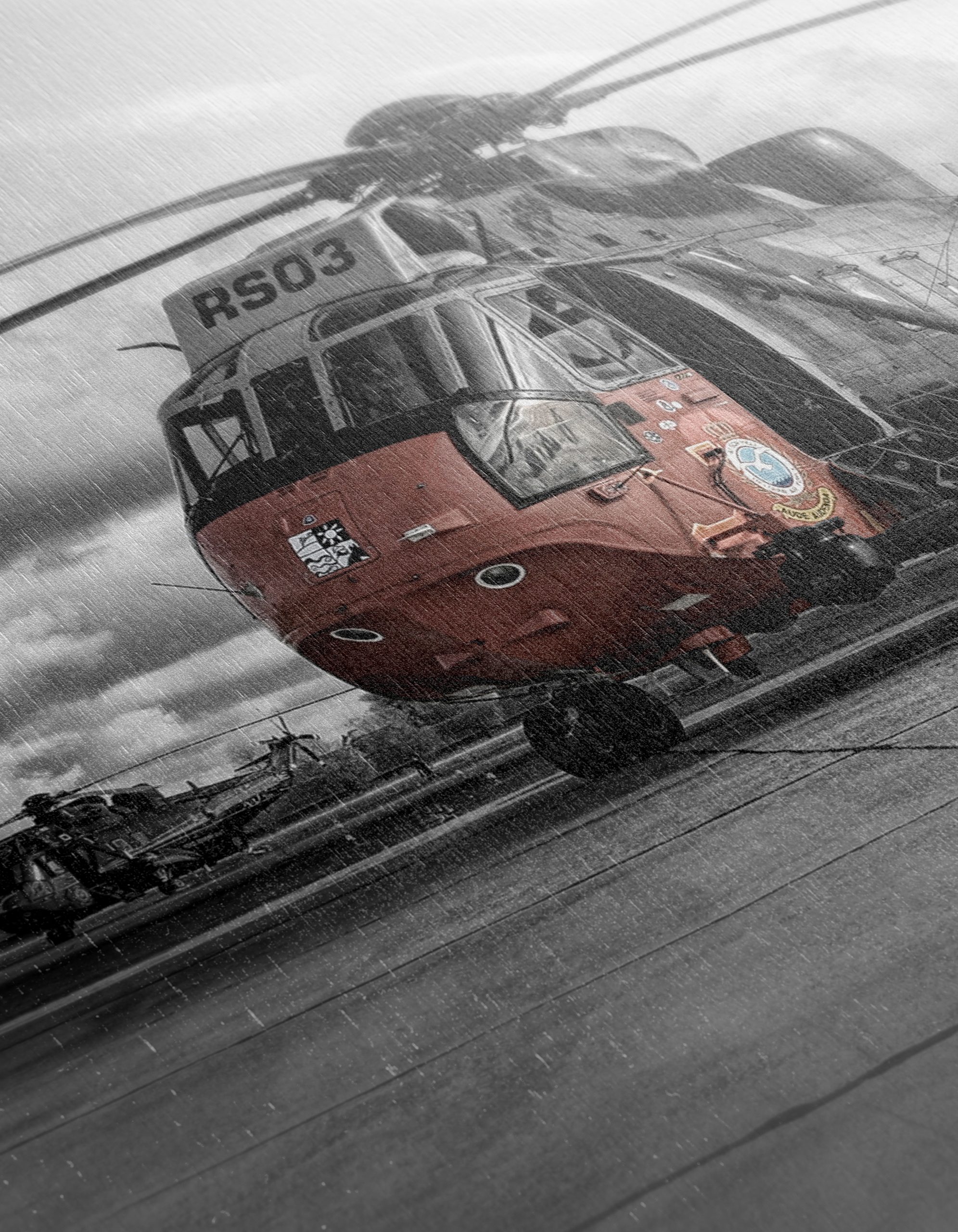 Stunning Helicopter in Dramatic Black and White - Image 12