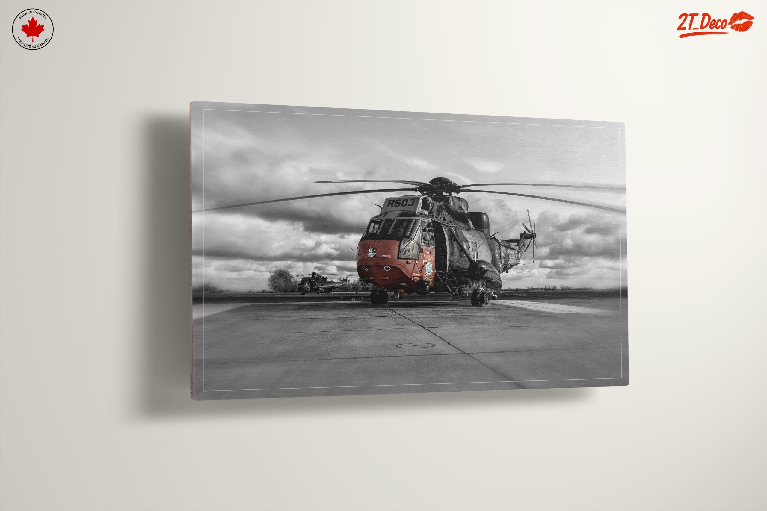 Stunning Helicopter in Dramatic Black and White - Image 13