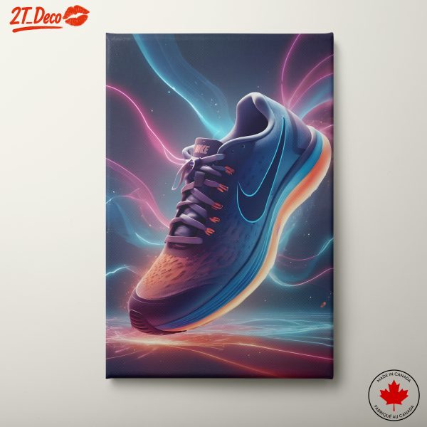 Dynamic Nike Shoe Art with Vibrant Light Effects