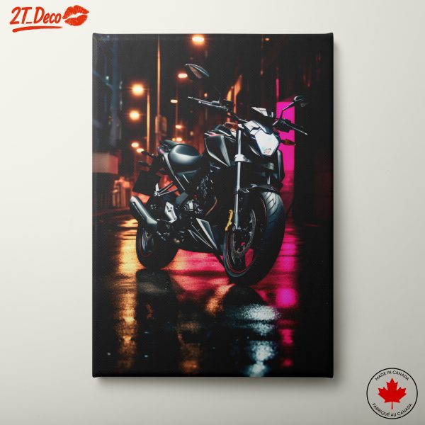Stylish Motorcycle in Urban Night Scene
