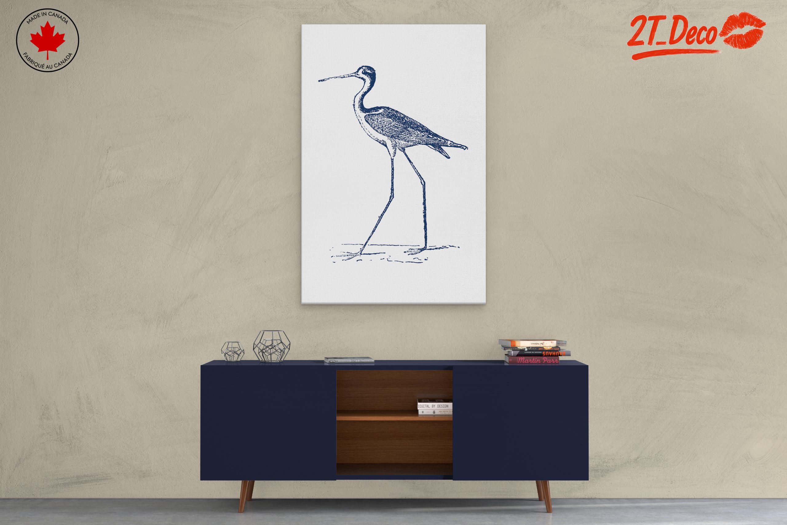 Elegant Bird Illustration in Blue - Image 3