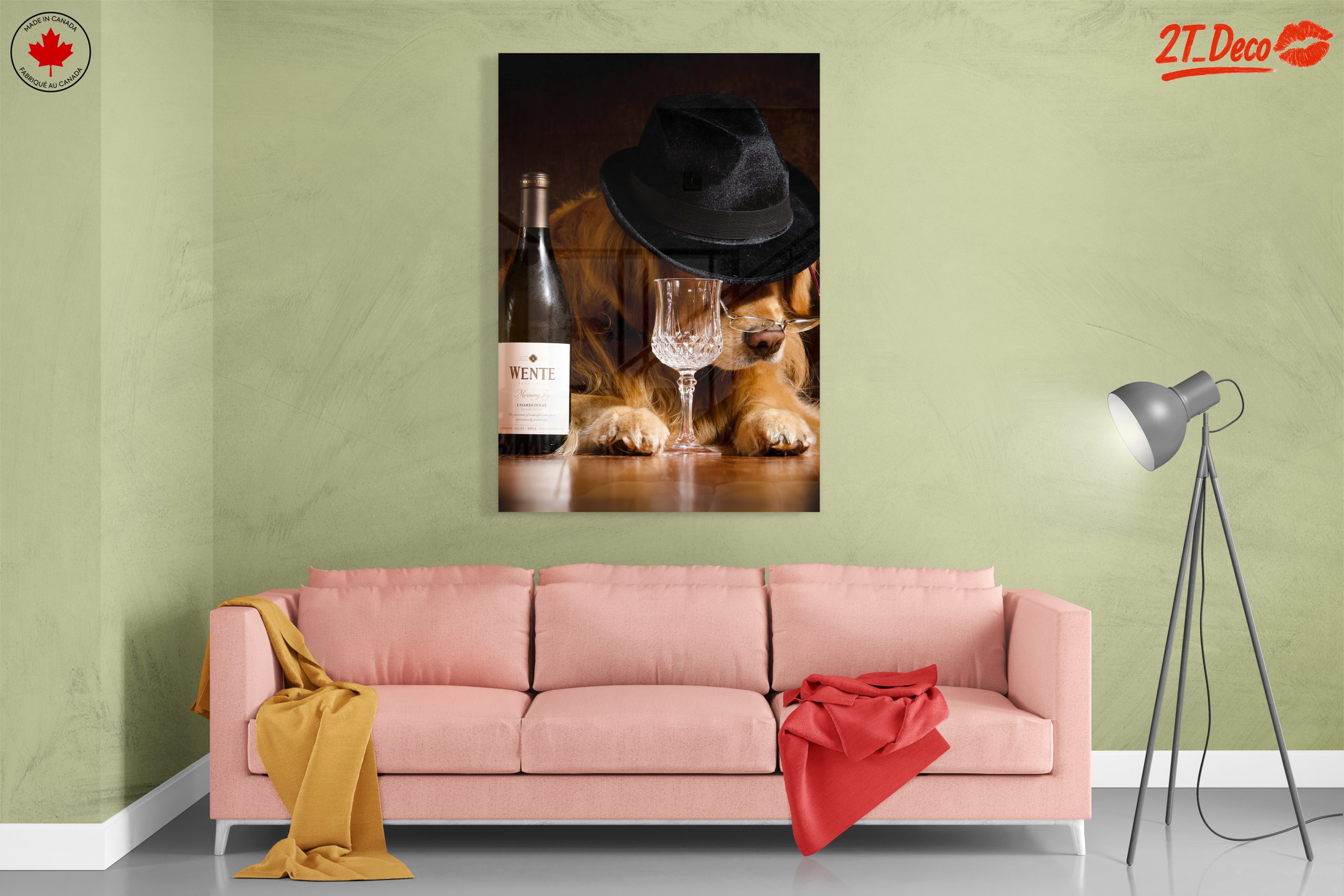 Cute Dog with Wine Glass and Hat Art - Image 7