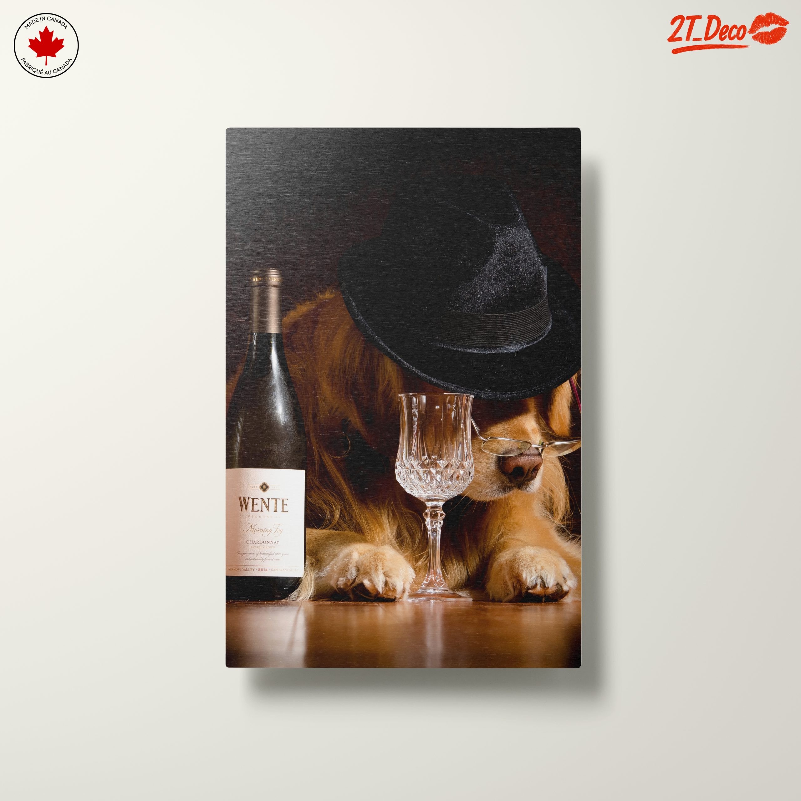 Cute Dog with Wine Glass and Hat Art - Image 10