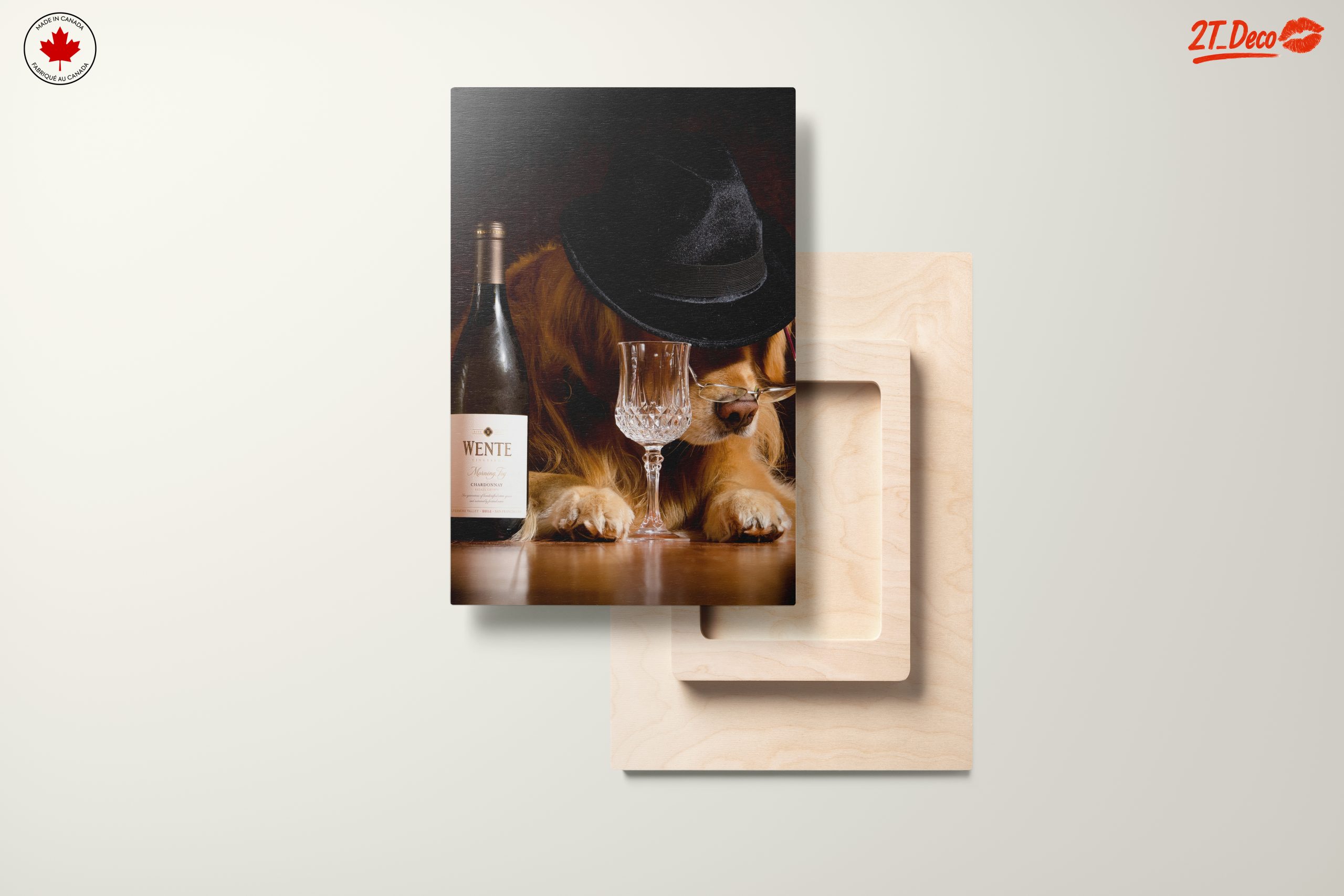 Cute Dog with Wine Glass and Hat Art - Image 11