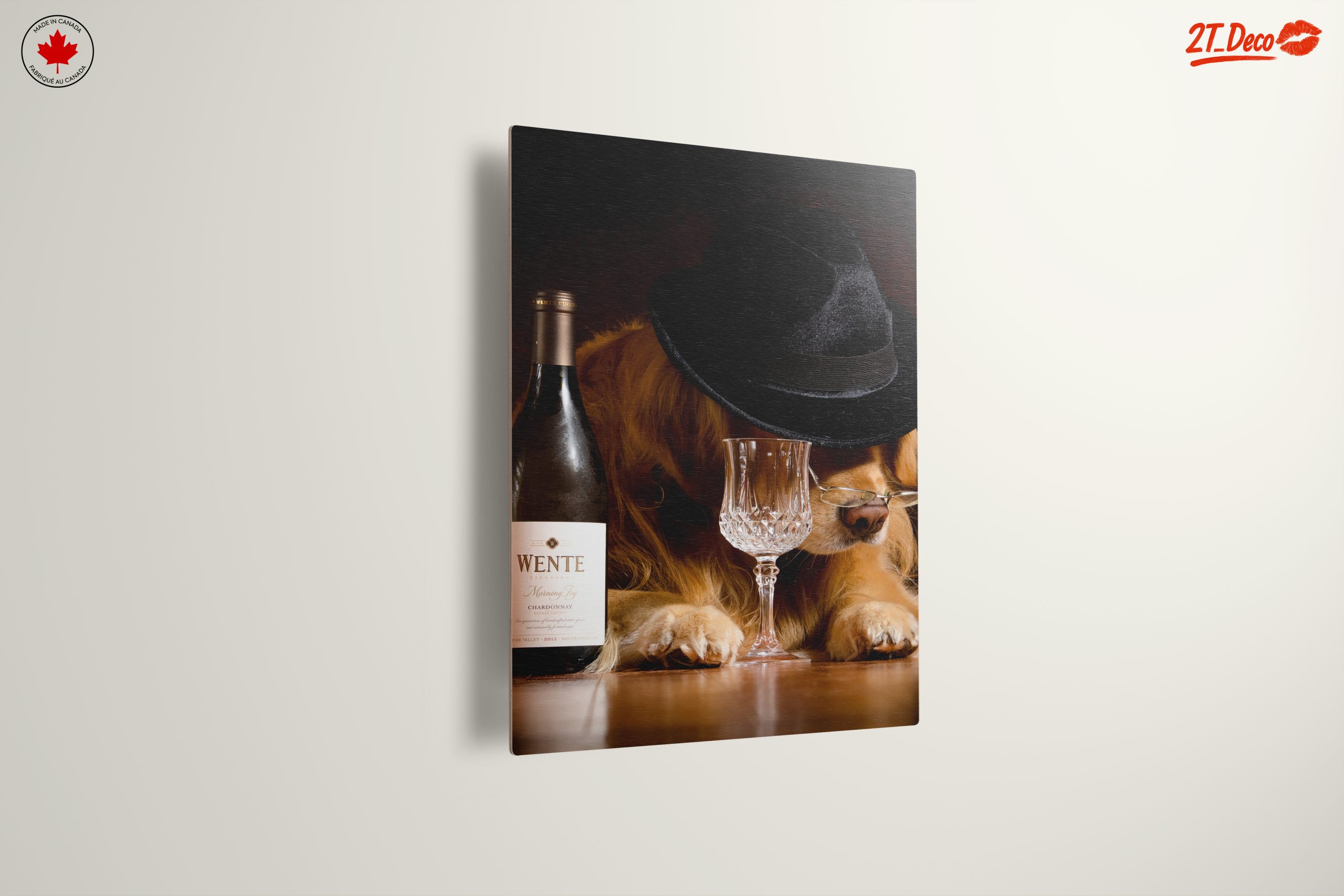 Cute Dog with Wine Glass and Hat Art - Image 13