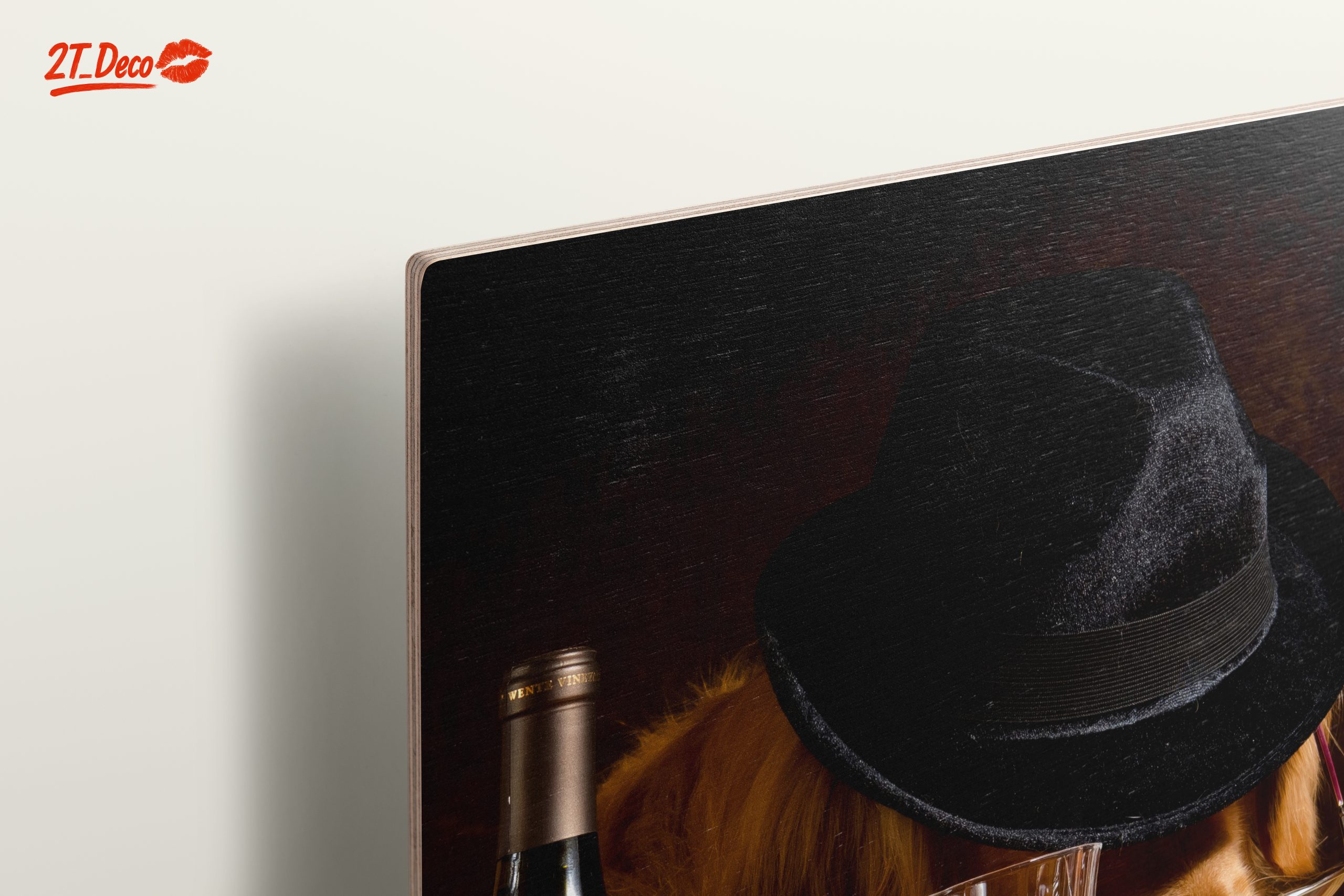 Cute Dog with Wine Glass and Hat Art - Image 15