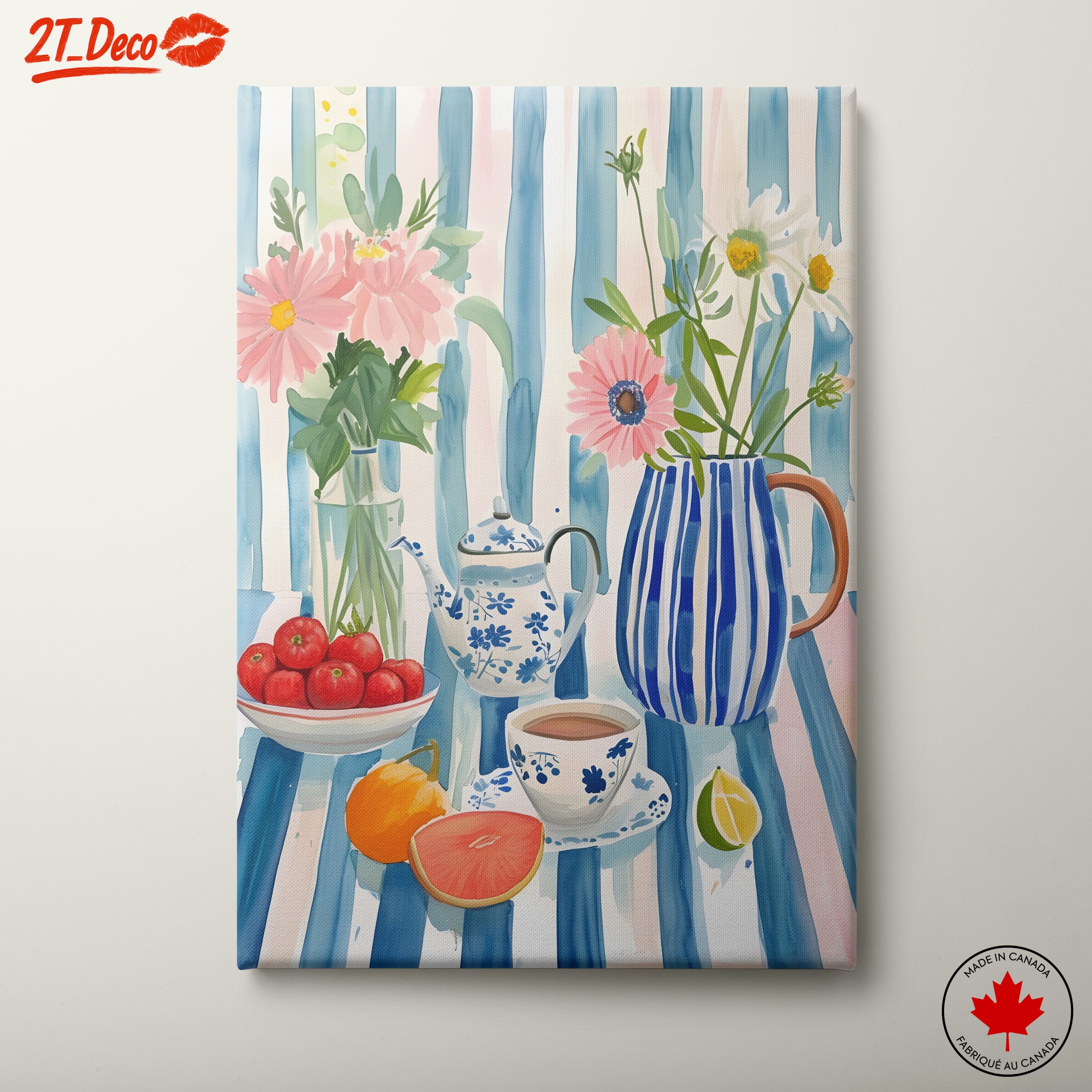 Colorful Food Still Life with Flowers