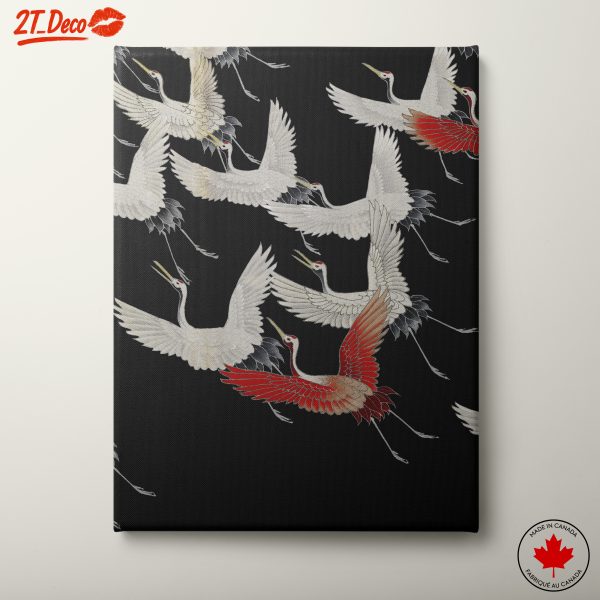 Colorful Cranes Flying in Harmony