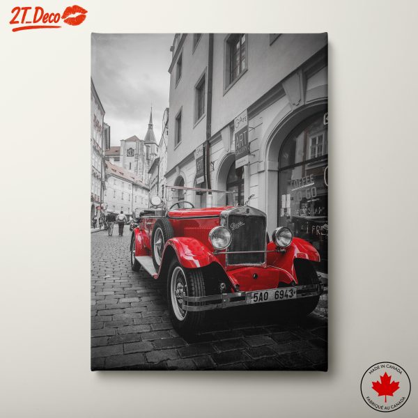 Vintage Red Classic Car in Urban Setting
