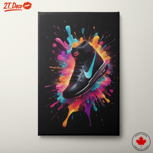 Dynamic Nike Shoe with Colorful Splash Background