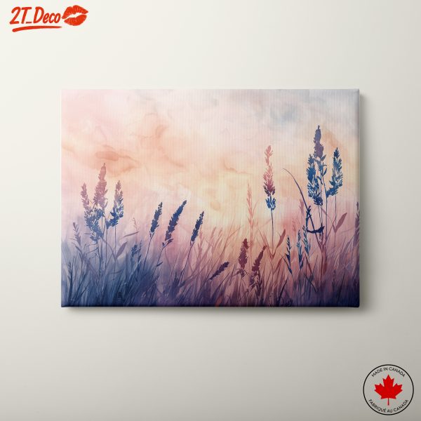 Abstract Botanical Landscape with Silhouetted Plants