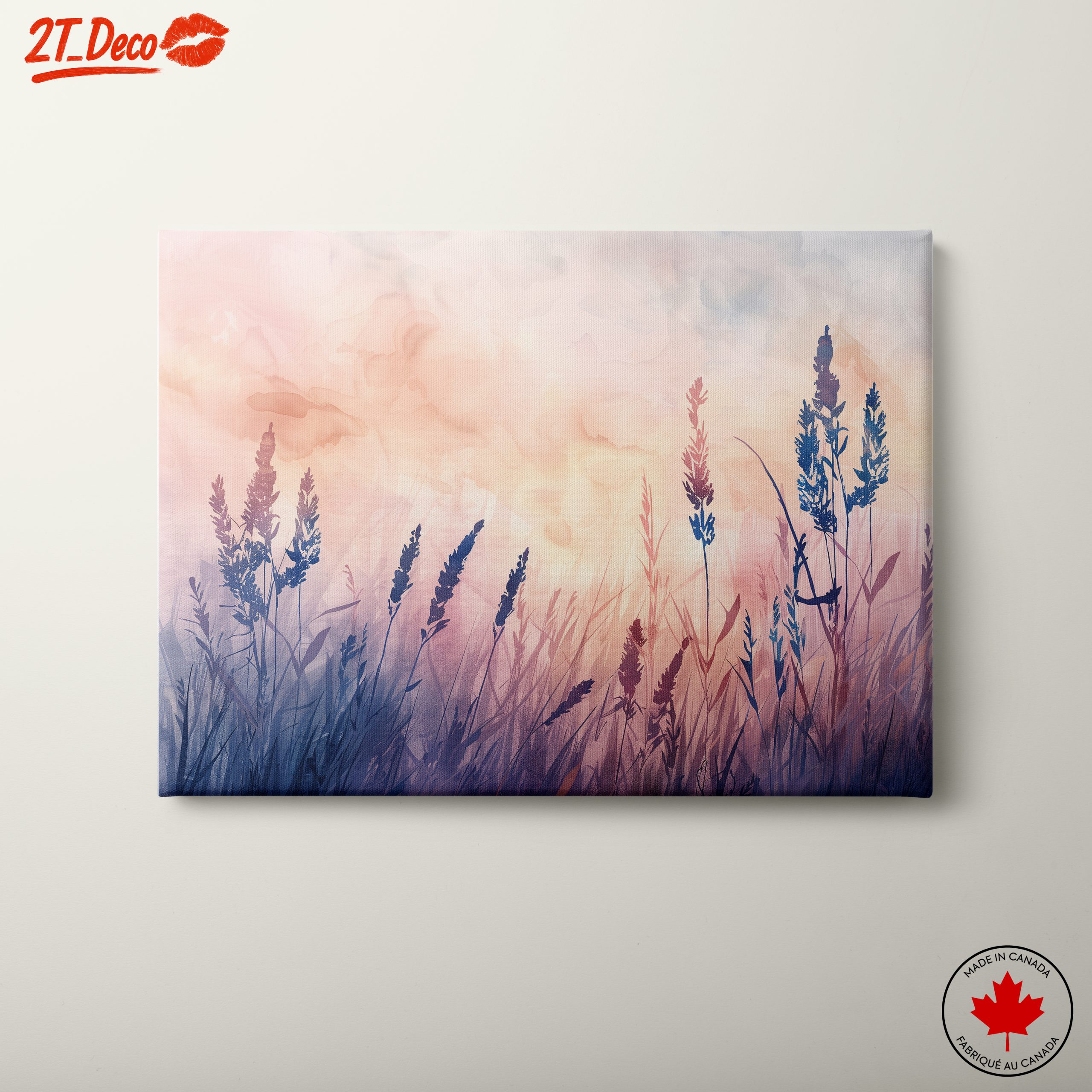Abstract Botanical Landscape with Silhouetted Plants
