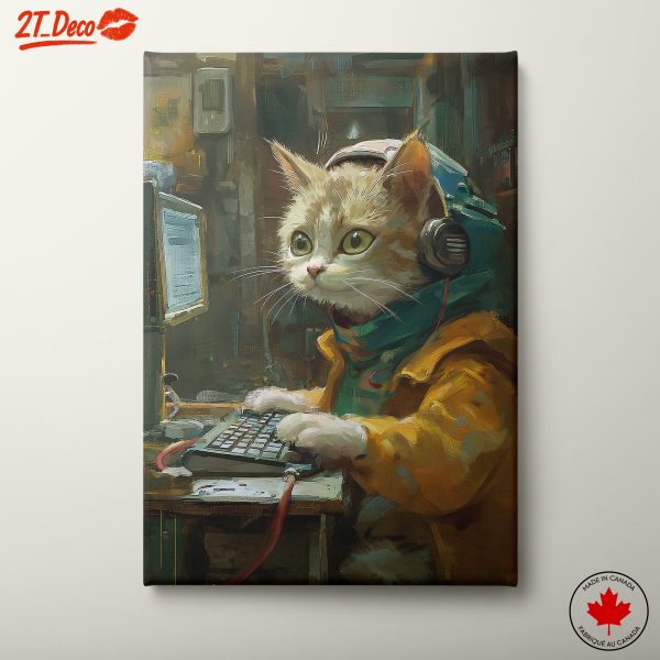 Adorable Cat in Space Suit at Computer