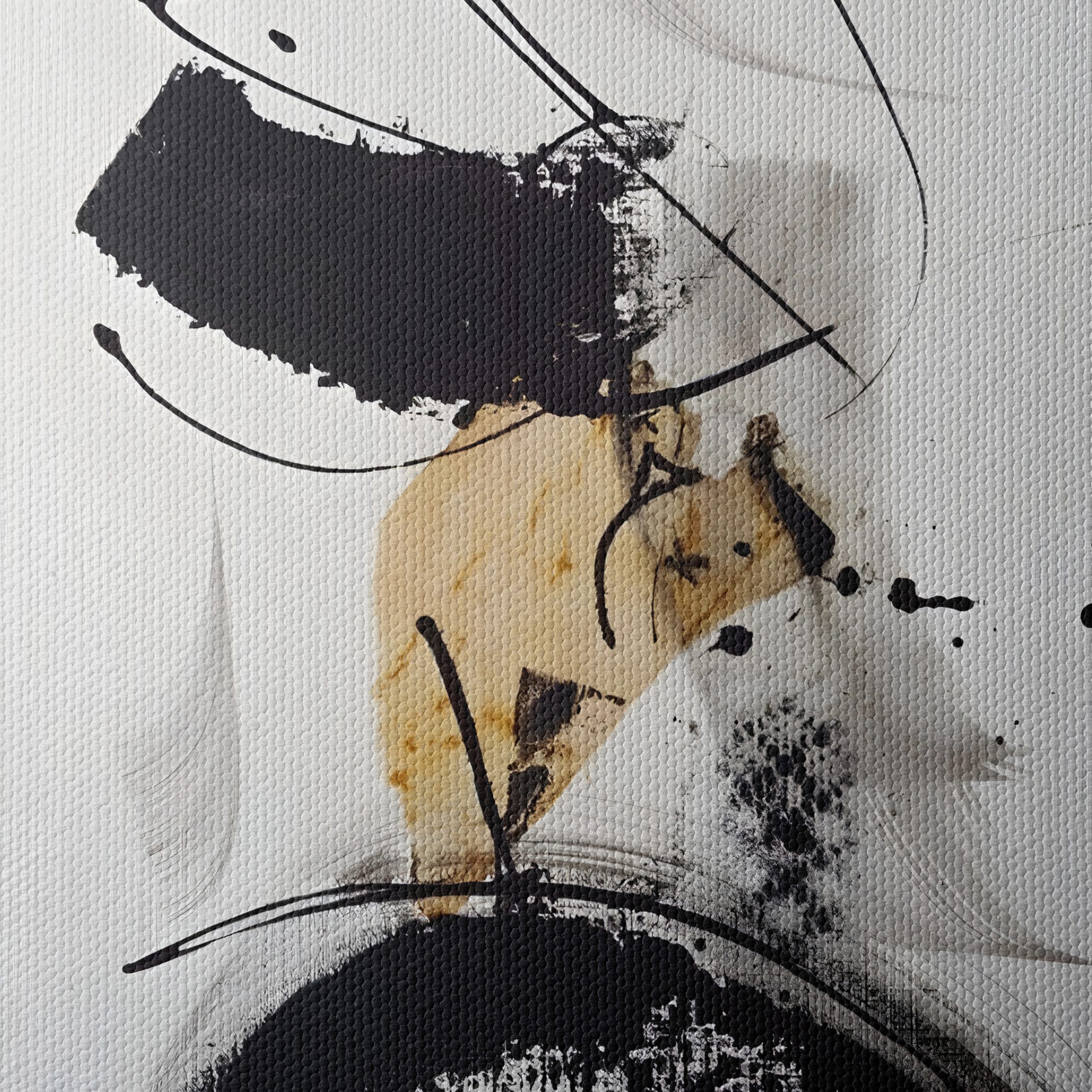 Dynamic Abstract Artwork with Black and Gold - Image 4