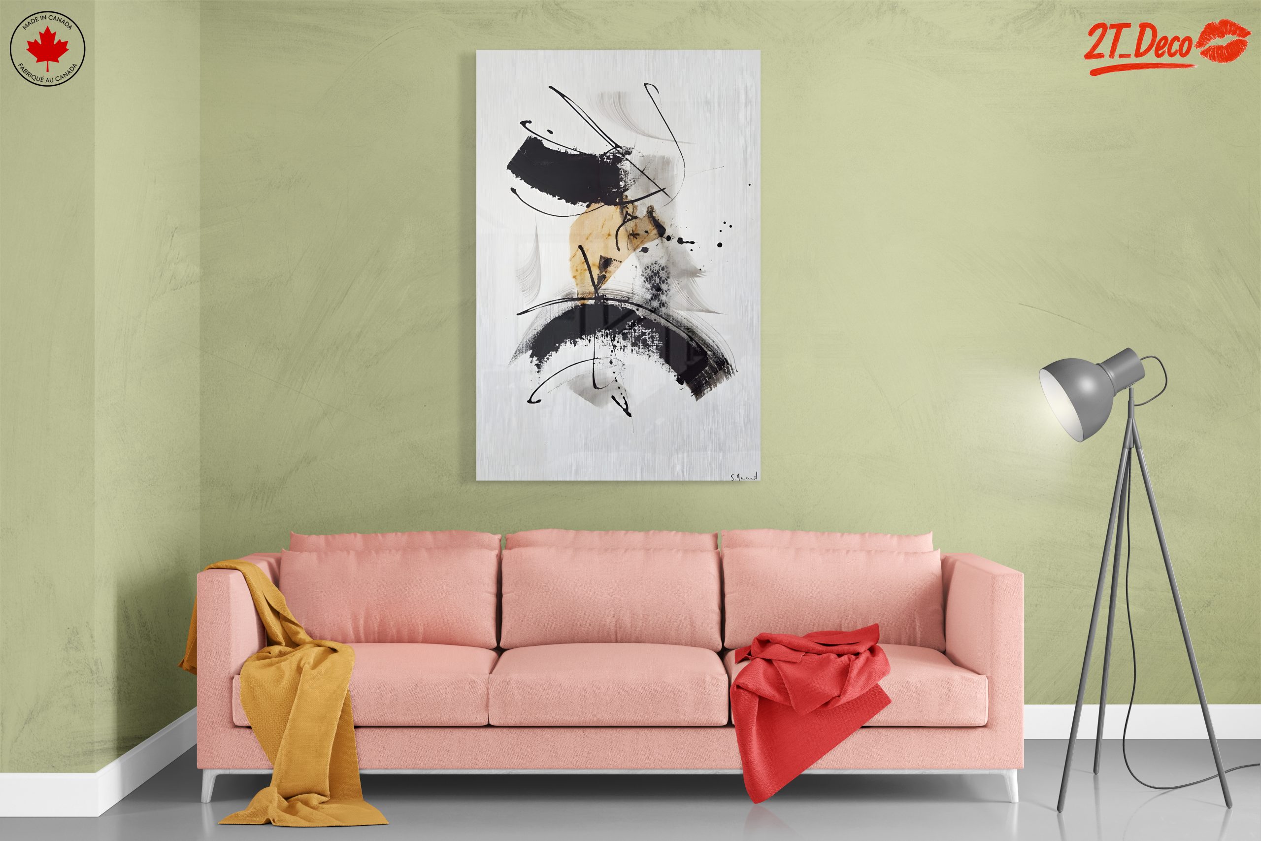 Dynamic Abstract Artwork with Black and Gold - Image 7